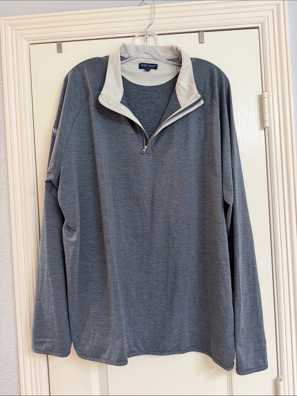 Peter Millar Slate Gray Quarter-Zip with Cream Collar